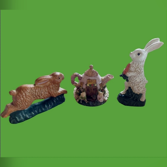 VINTAGE LOT OF OLDE WORLD HERITAGE "RUSS BERRY & CO." RESIN BUNNY RABBITS - Picture 1 of 7